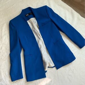 Zara Blue Blazer Tailored Suit Jacket M